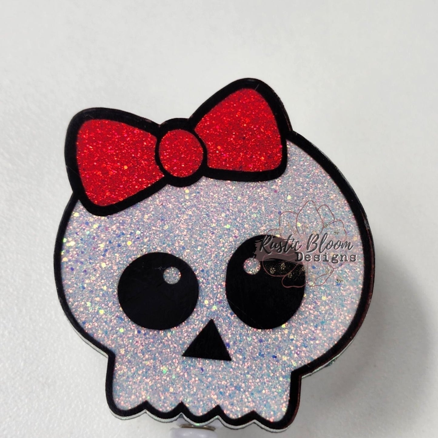 Skull Bow Glitter Badge Reel Halloween Interchangeable Name Tag Work ID Holder Personalized Nurse Gift for Teacher holiday Badge