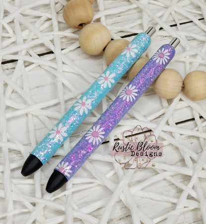 Personalized Daisy Glitter Gel Pen, Epoxy flower Nurse Gift Pen, Teacher Gift Custom Gift for her, Planner accessories