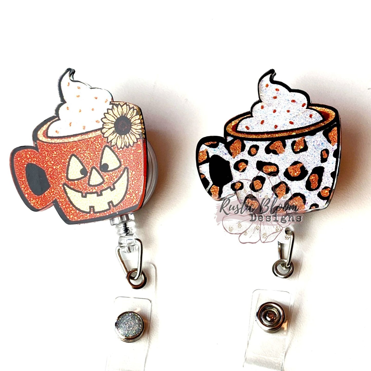 Leopard Print Coffee Mug ID Holder Nurse Gift for Teacher Halloween Badge Holiday Name Holder