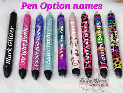 Custom Glitter Pen Ink Joy Gel Pen Personalized Epoxy Retractable Refillable Leopard Print Cheetah Ombre Gift for her Nurse Work Pen Teacher