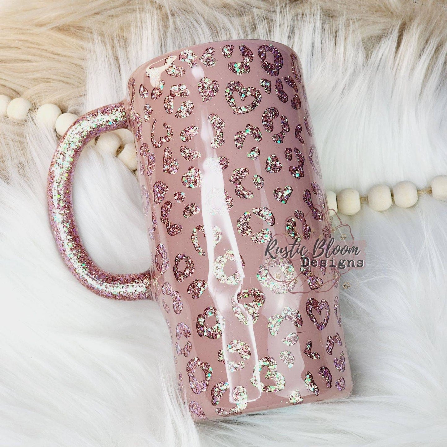 Glitter Pink Peekaboo Leopard Print Cheetah Tumbler Custom Gift for Her Travel Mug Personalized Insulated Coffee Cup with Handle Hot Drinks