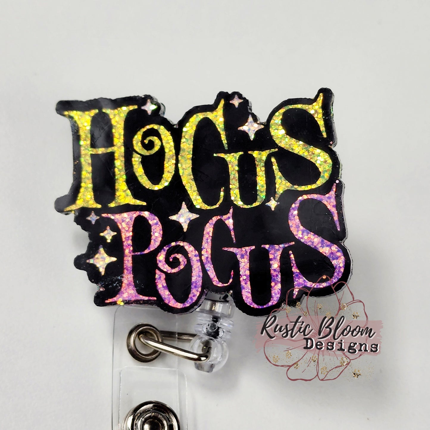 Hocus pocus Glitter Badge Reel Interchangeable Name Tag Work ID Holder Personalized Nurse Gift for Teacher