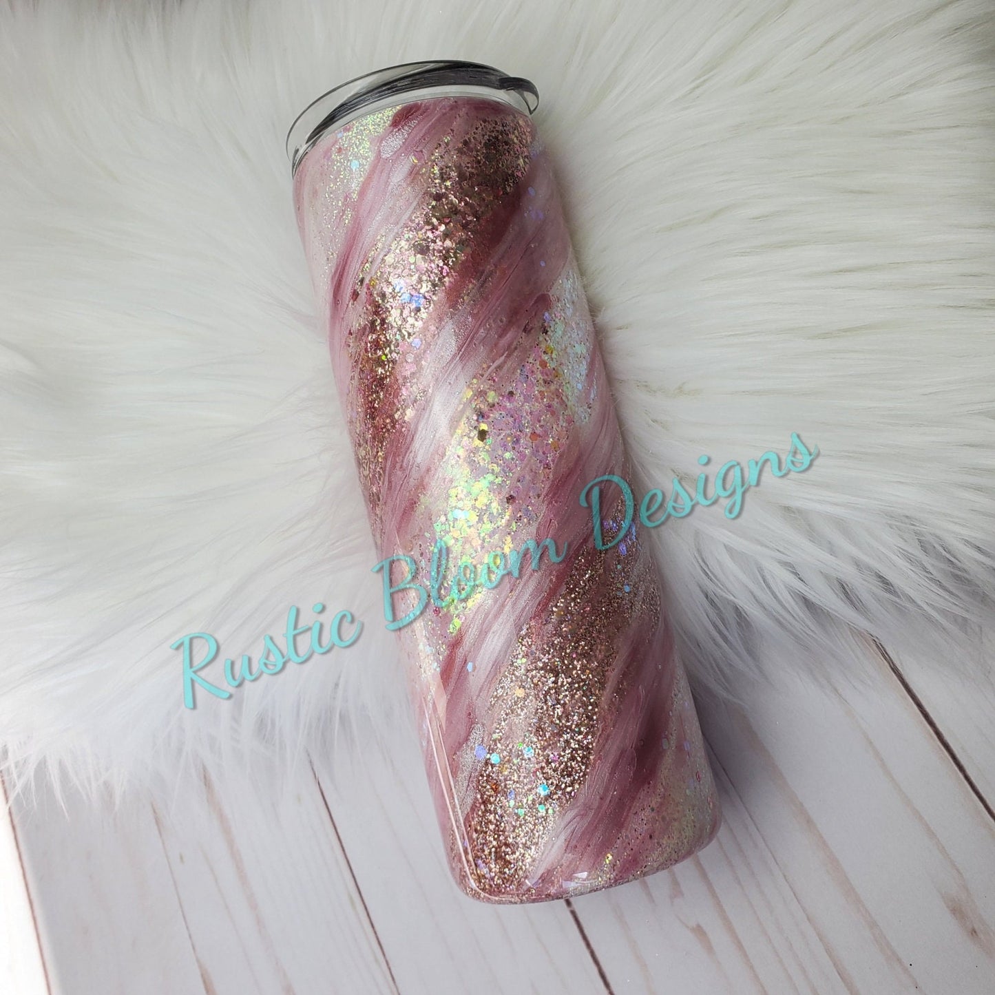 Rose Gold White Pink Milkyway 16oz Tumbler with Handle tumbler