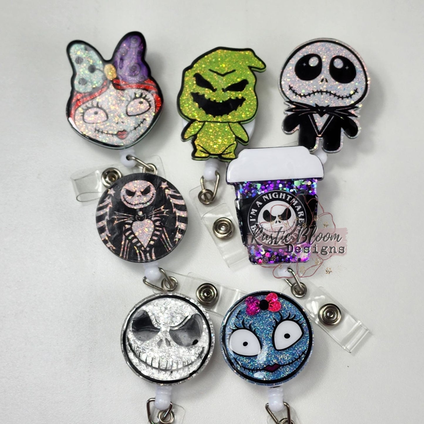 Nightmare Before Christmas inspired Pumpkin King Glitter Retracatable Badge Reel Custom Personalized Nurse Cute Badge Reel