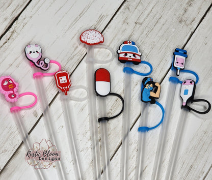 Medical Straw Topper Nurse Straw Cap Straw Buddy Stanley Straw Topper Pharmacist Medical Gift Simple Modern Tumbler Topper Stethoscope Scrub