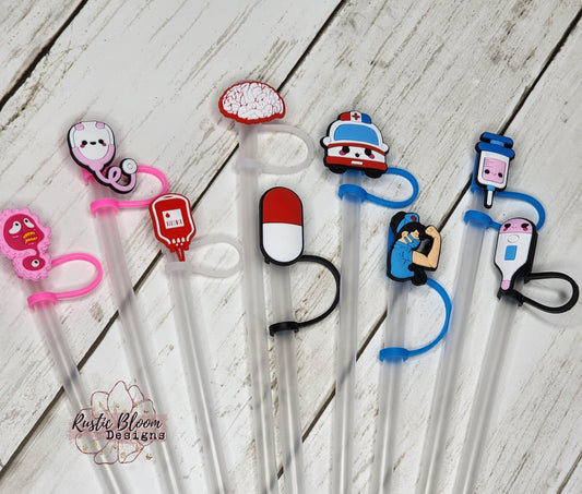 Medical Straw Topper Nurse Straw Cap Straw Buddy Stanley Straw Topper Pharmacist Medical Gift Simple Modern Tumbler Topper Stethoscope Scrub