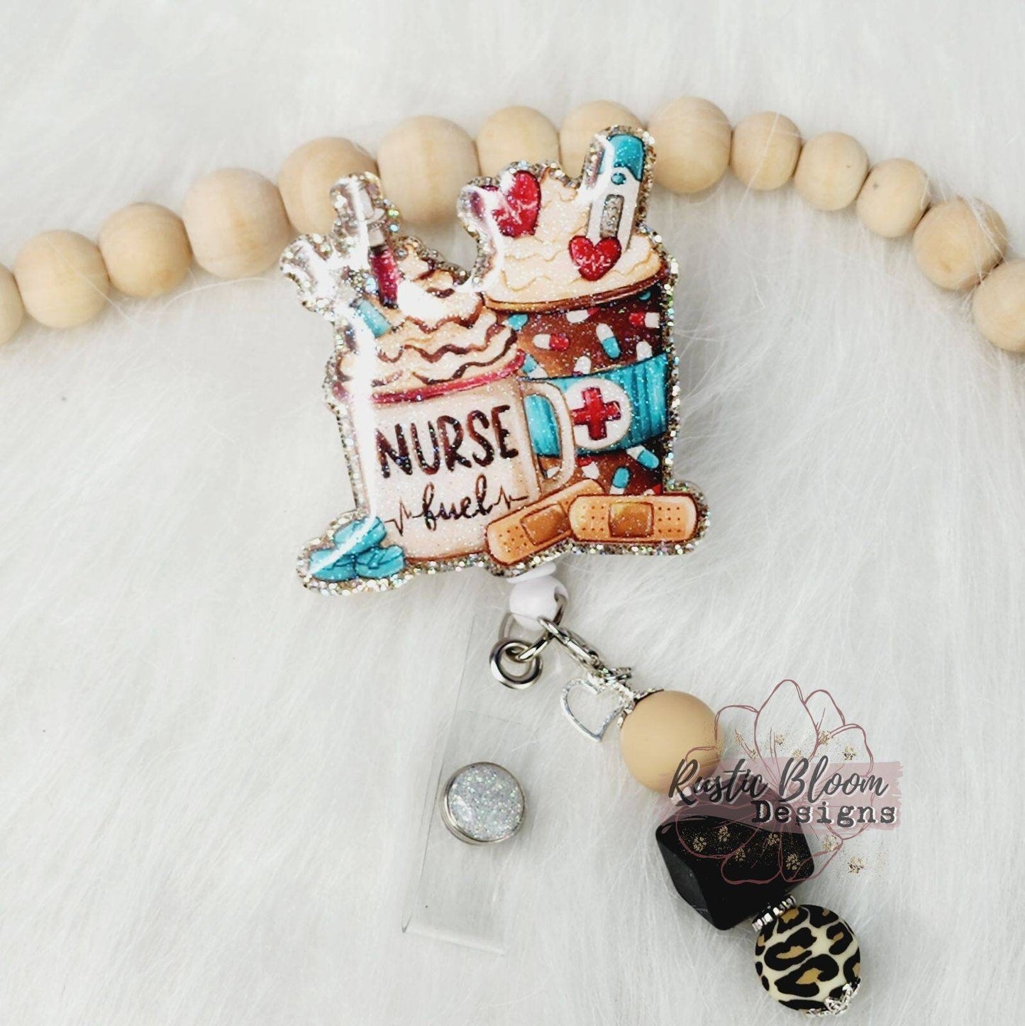 Nurse Fuel Glitter Badge Reel Personalized Badge Reel Custom Work ID Nurse Id Nurse Gift Name Badge Nurse appreciation gift