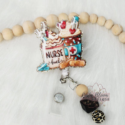 Nurse Fuel Glitter Badge Reel Personalized Badge Reel Custom Work ID Nurse Id Nurse Gift Name Badge Nurse appreciation gift