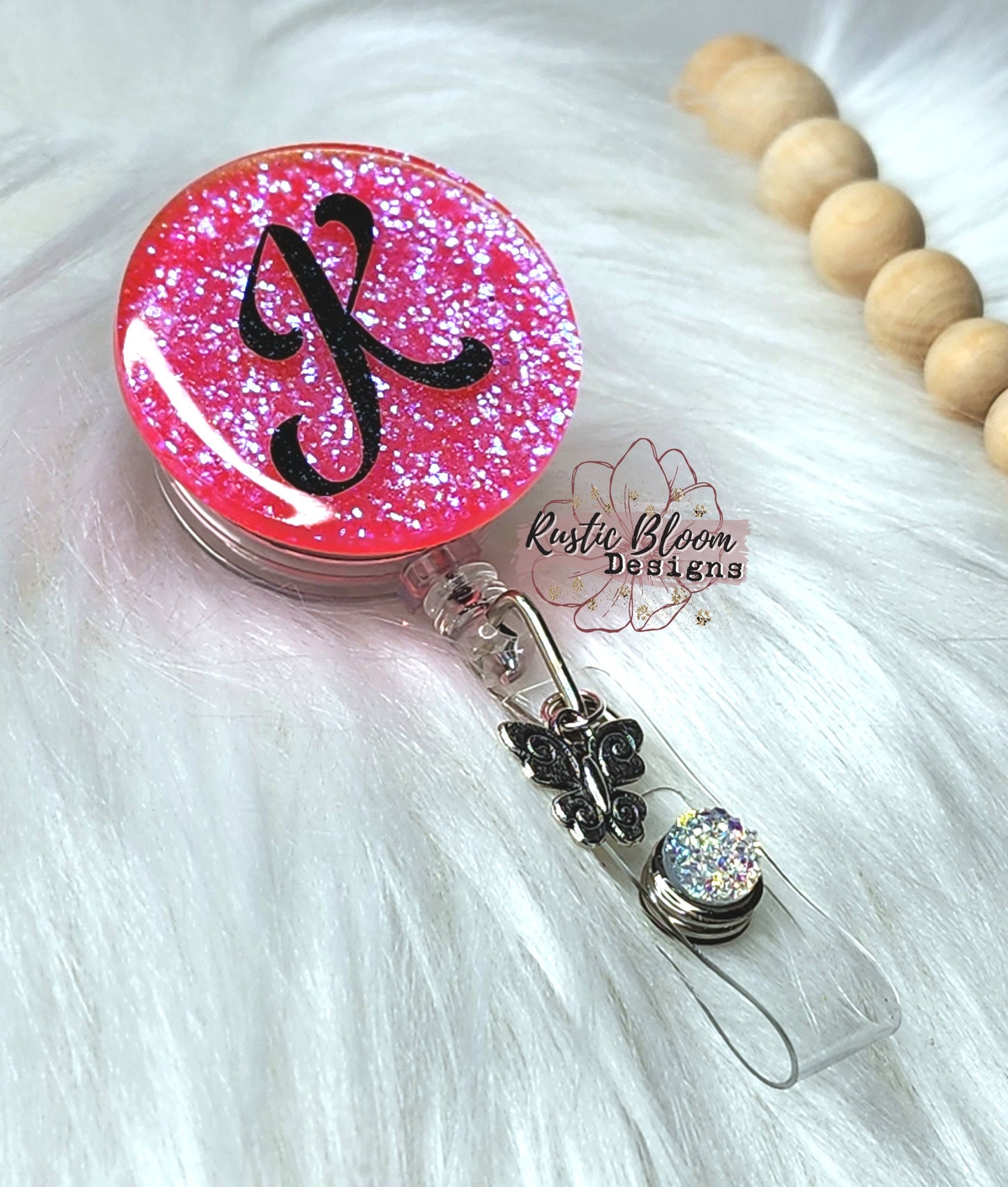 Monogram Glitter Badge Personalized Initial Nurse Badge Custom Badge Reel Work Name Tag Teacher Gift Retractable Badge Reel employee Gift C