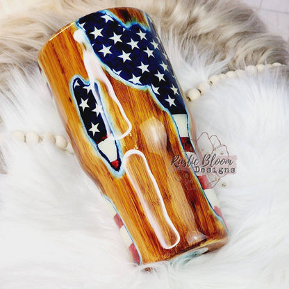 American Flag Tumbler Wood Grain Tumbler 30oz Tumbler peekaboo Woodgrain American Flag cup Husband Tumbler Personalized mug Guy Gift Dad mug