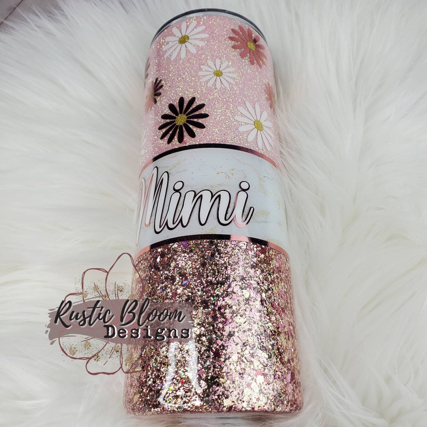 Daisy Rose Gold Glitter Tumbler  Mother's Day gift Custom Cups Nurse Gifts Personalized gifts teacher appreciation gift for mom gift