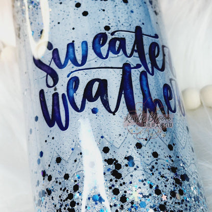 Fall Sweater Weather Glitter Christmas slim Can Kewlzie Tumbler gift Holiday Mug Custom Glitter Cug Custom Cups personalized Gifts