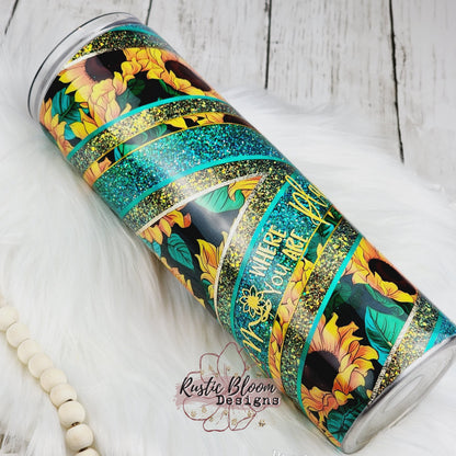 Glitter Sunflower VSplit Tumbler Gift for Her Custom Cups Personalized gifts Teal  VSplit 30oz Ready-to-ship
