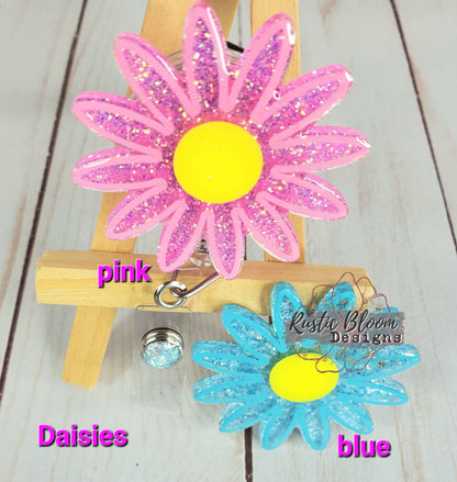 Flower Glitter Badge Reel Personalized Nurse Gift Teacher Name Tag glitter Badge Nurse Badge Reel Summer Badge Reel