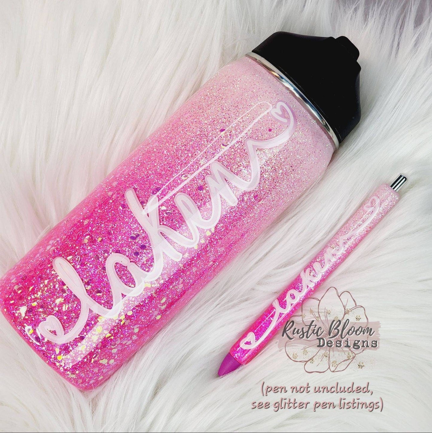 Hot Pink Neon Ombre Glitter Tumbler with Handle Straw Personalized Custom Travel Coffee Mug Gift for Mother's Mama Cup Girly Sparkly Epoxy