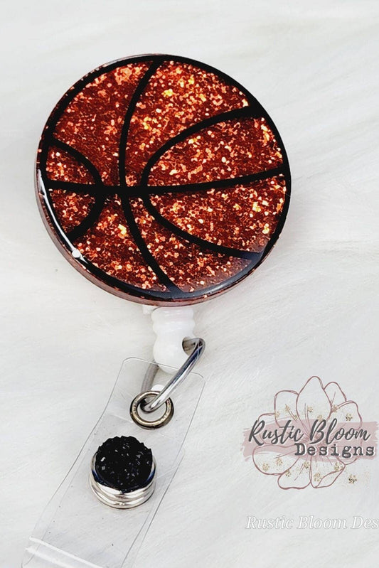 GLITTER Basketba Badge Reel Cute Badge Reel Retractable Nurse accessories Custom Nurse Name badge Gift ideas glitter Badge Sparkly name tags