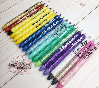 Personalized Gel Glitter Pen, Custom Made Pens  Nurse Gift, Teacher Gift, Epoxy Pen Glitter Pen Gel Pen Refillable Work pen, Christmas gift