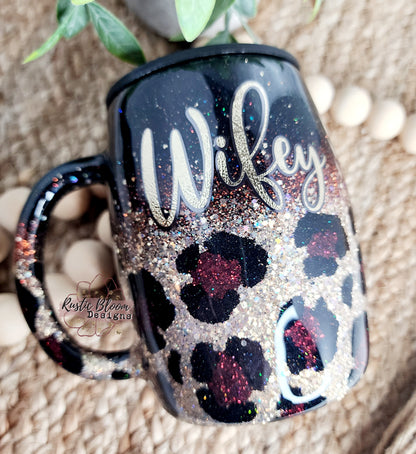Gold & Black Ombre Leopard Print Glitter Tumbler | Rustic Bloom Designs