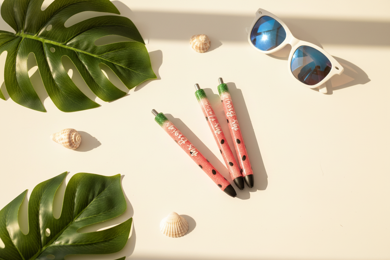 Personalized Glitter Gel Pen | Custom Watermelon Epoxy Pen | Nurse, Teacher & Gift Pen