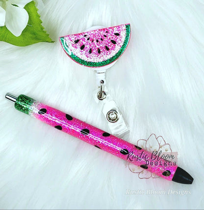 Personalized Glitter Gel Pen | Custom Watermelon Epoxy Pen | Nurse, Teacher & Gift Pen