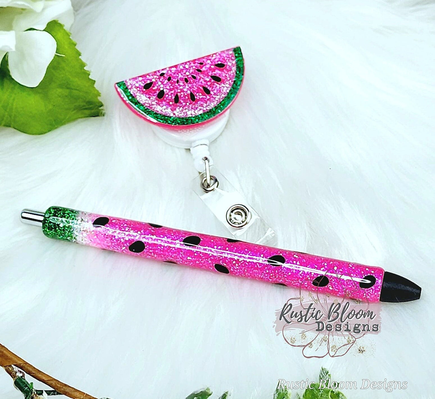 Personalized Glitter Gel Pen | Custom Watermelon Epoxy Pen | Nurse, Teacher & Gift Pen