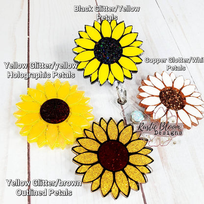 Flower Glitter Badge Reel Personalized Nurse Gift Teacher Name Tag glitter Badge Nurse Badge Reel Summer Badge Reel
