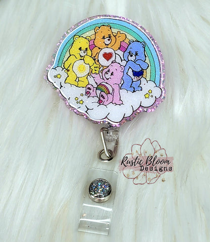 Cute Emotion Bears Glitter Badge Reel Interchangeable RN Custom Retractable ID Holder Teacher Gift For healthcare Name Tag Hospital Nurse