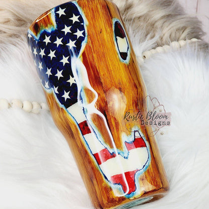 American Flag Tumbler Wood Grain Tumbler 30oz Tumbler peekaboo Woodgrain American Flag cup Husband Tumbler Personalized mug Guy Gift Dad mug