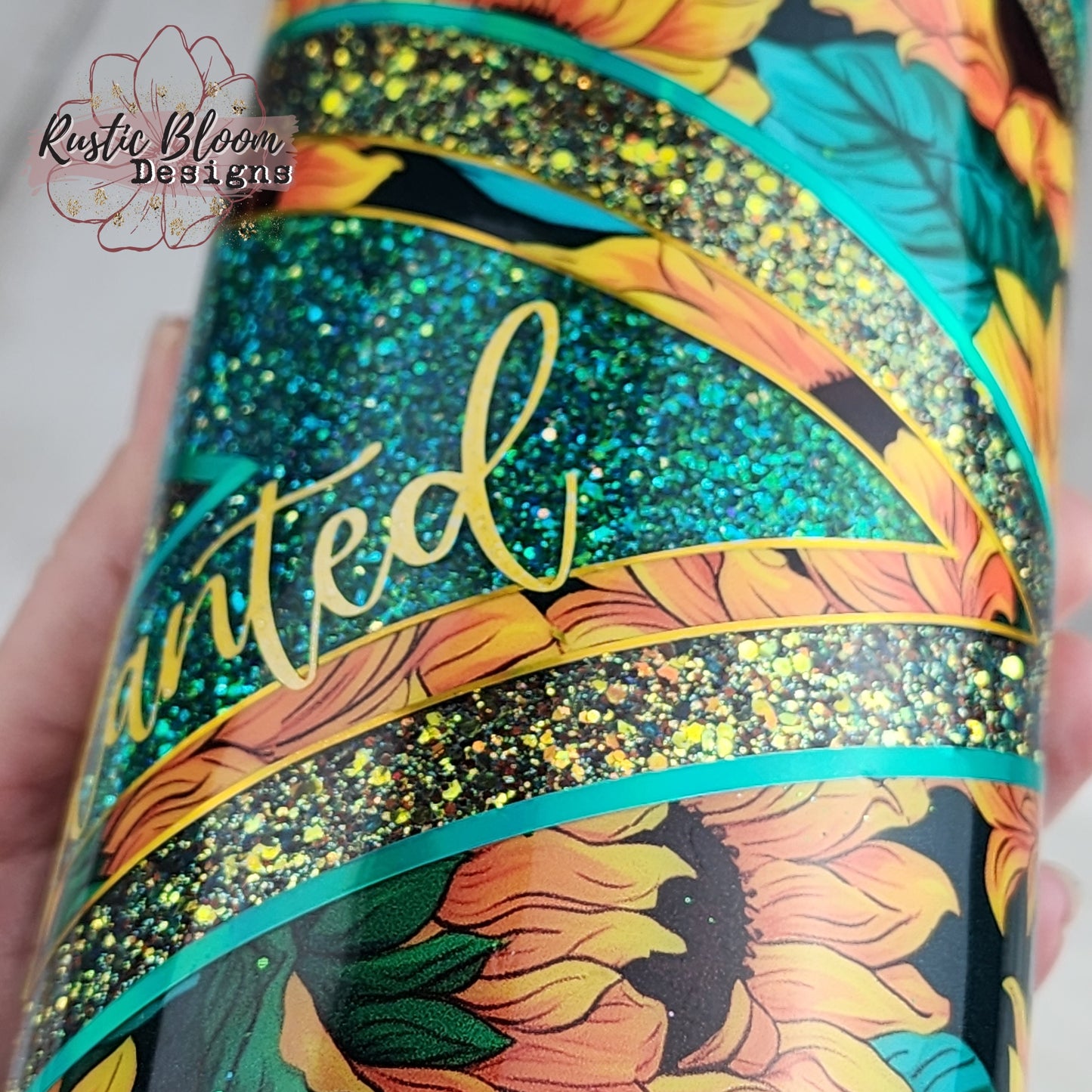 Glitter Sunflower VSplit Tumbler Gift for Her Custom Cups Personalized gifts Teal  VSplit 30oz Ready-to-ship