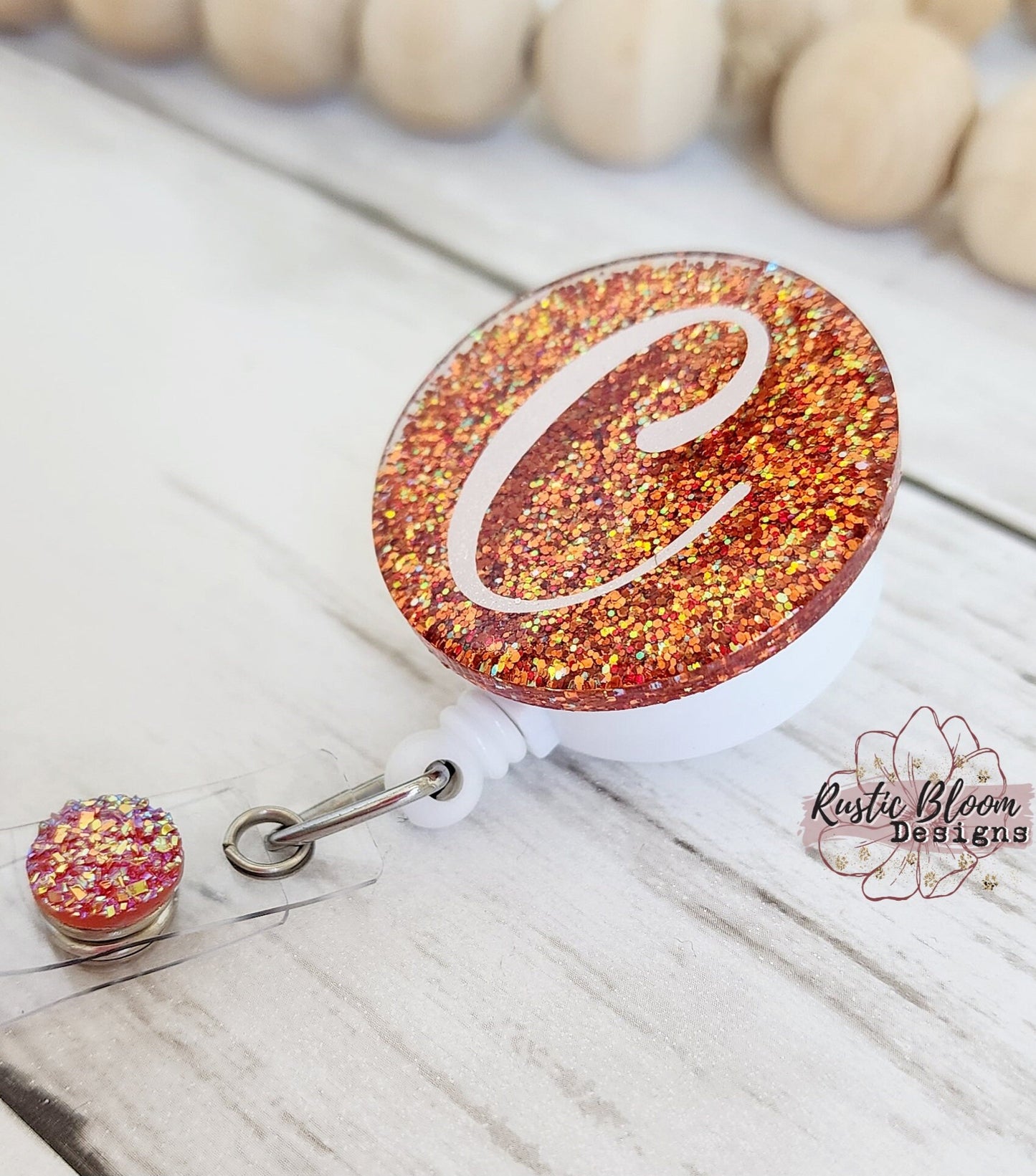 Monogram Glitter Badge Personalized Initial Nurse Badge Custom Badge Reel Work Name Tag Teacher Gift Retractable Badge Reel employee Gift C