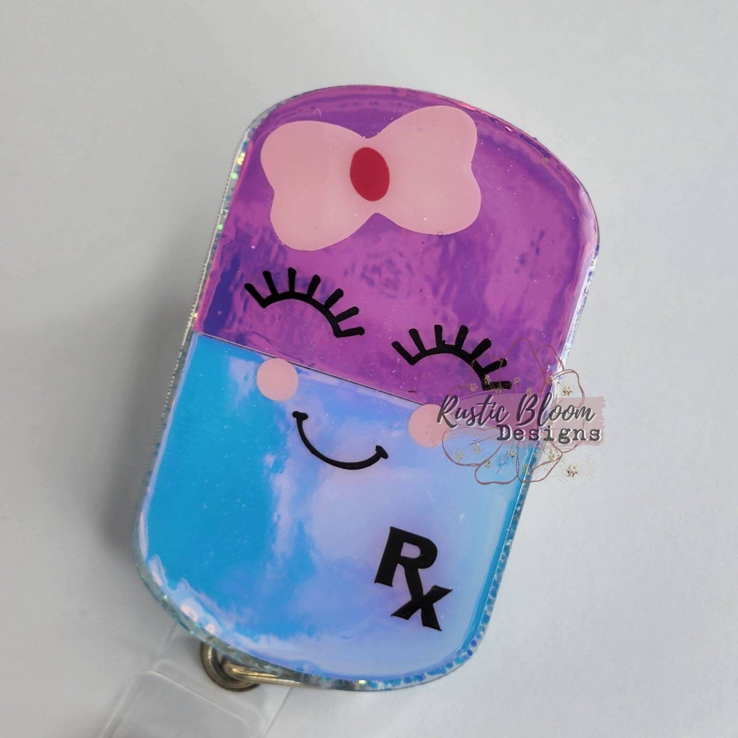 Nurse Heart Glitter Stethescope Badge Reel Custom nurse gift for her essential worker gift personalized Healthcare Badge Holder medical Id