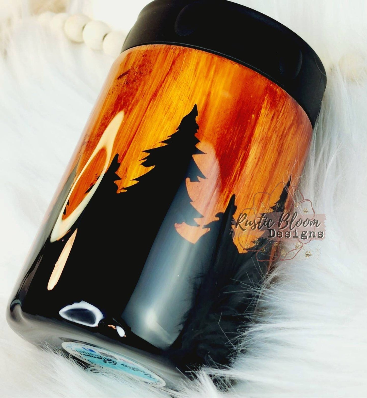 Woodgrain Tumbler Can coozie personalized can cooler forest mountains beer Coozie Custom mug Husband in woods gift for men Dad gift Guy Camo