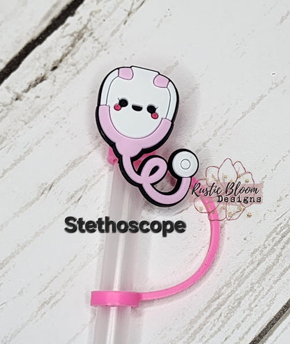 Medical Straw Topper Nurse Straw Cap Straw Buddy Stanley Straw Topper Pharmacist Medical Gift Simple Modern Tumbler Topper Stethoscope Scrub