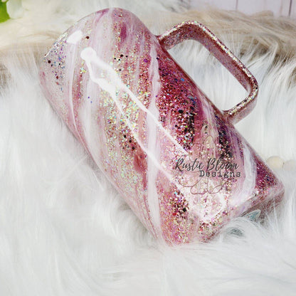 Rose Gold White Pink Milkyway 16oz Tumbler with Handle tumbler