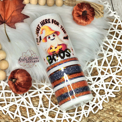 Cute Ghost Pumpkin Glitter insulated Custom Halloween Tumbler Spooky Season insulated 20oz tumbler. tumbler to go. Custom Glitter mug
