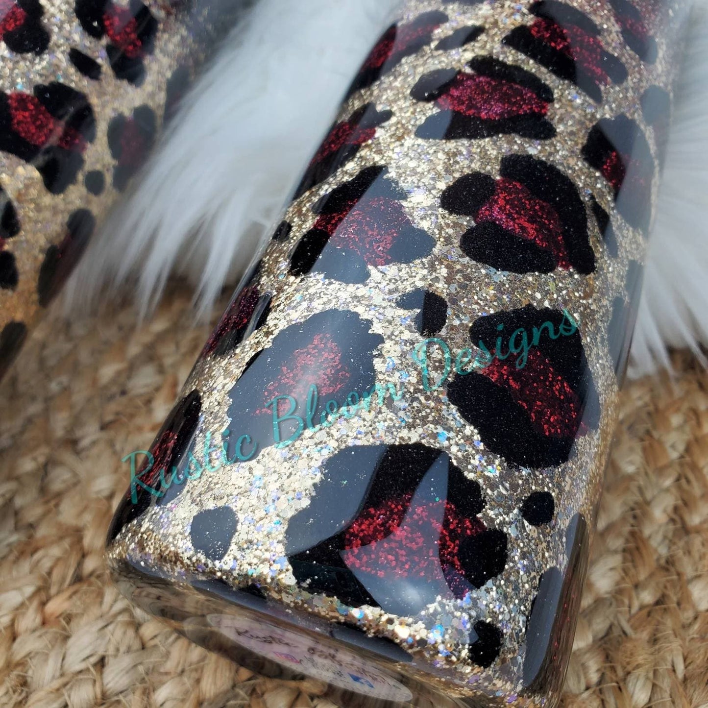 Personalized Black Gold Leopard Glitter Tumbler