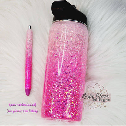 Hot Pink Neon Ombre Glitter Tumbler with Handle Straw Personalized Custom Travel Coffee Mug Gift for Mother's Mama Cup Girly Sparkly Epoxy