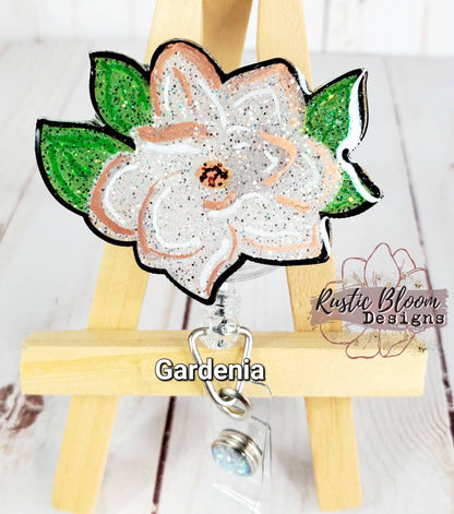 Flower Glitter Badge Reel Personalized Nurse Gift Teacher Name Tag glitter Badge Nurse Badge Reel Summer Badge Reel