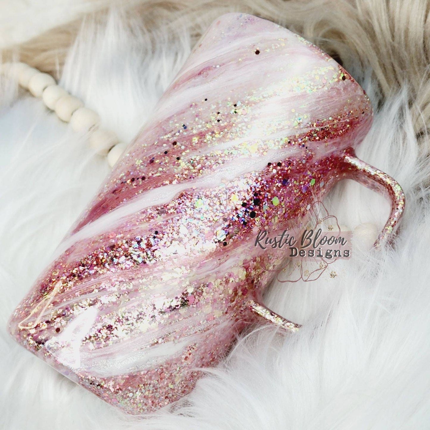 Rose Gold White Pink Milkyway 16oz Tumbler with Handle tumbler