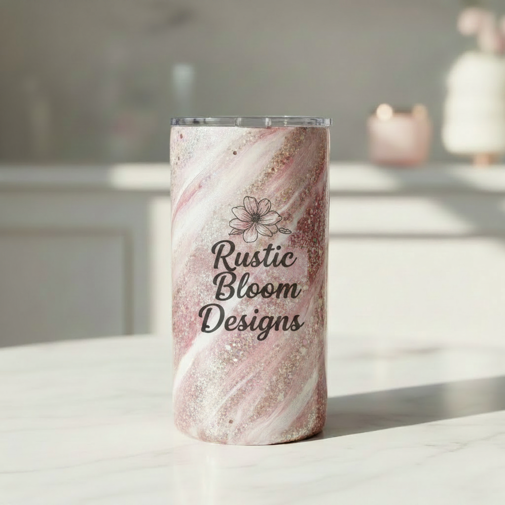 Rose Gold White Pink Milkyway 16oz Tumbler with Handle tumbler