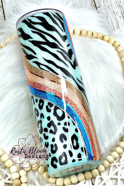 Leopard Zebra Glitter Tumbler Retro waves Swirl Tumbler Gift for Her mom Custom Cups Nurse Gifts Personalized gifts Insilated Custom Tumbler