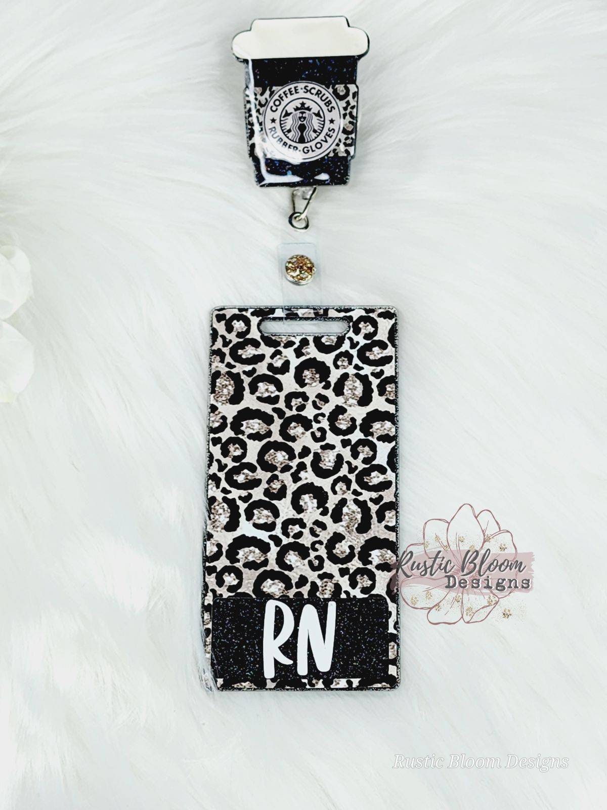 Coffee Cup Nurse Badge Reel Scrubs and Rubber Gloves Badge Reel Cute Nurse Gift  personalized Name Tag Custom Gift ID holder  Teacher