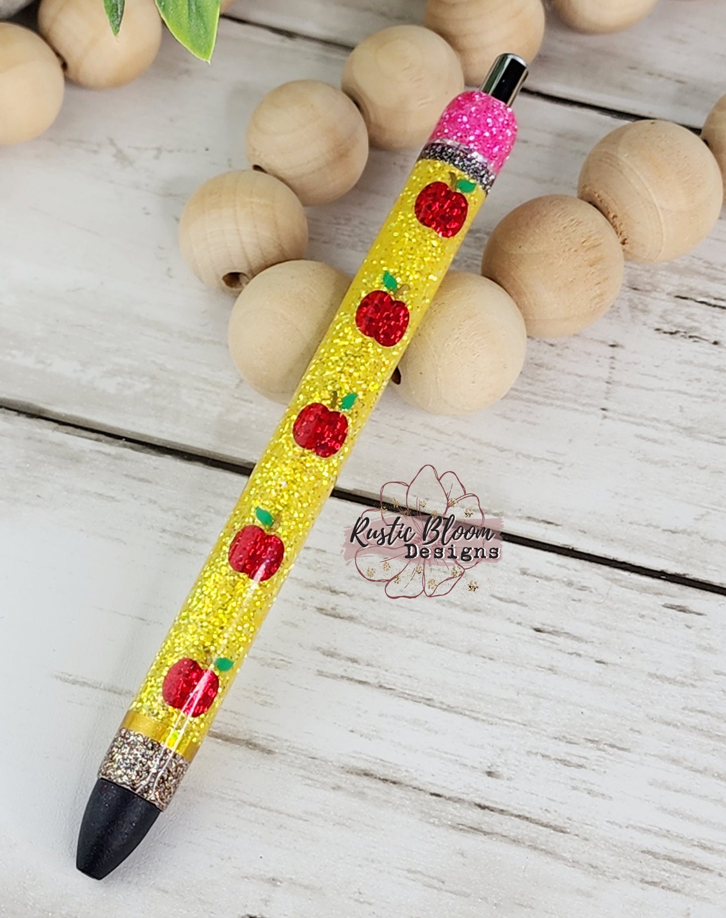 Personalized Pencil Glitter Gel Pen, Epoxy flower Nurse Gift Pen, Teacher Pen Gift Custom Gift for her, Planner accessories