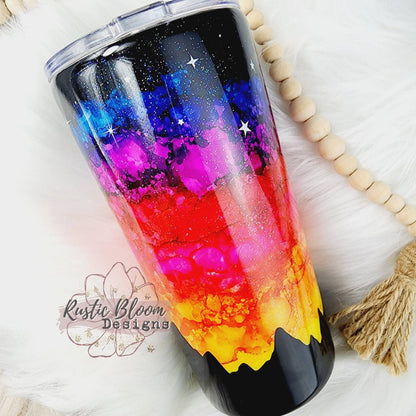 Mountain Sunset Tumbler Ombre Custom Insulated Stainless Steel Coffee Travel Mug Personalized Gift for Her Water Cup Cold  Hot drinking Cup