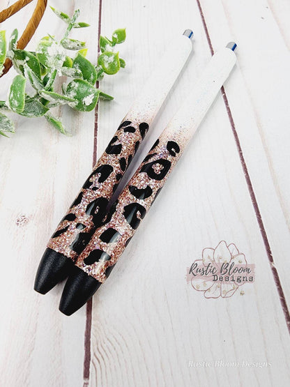 Personalized Glitter Pens Ombre  Leopard Pen Epoxy Cheetah pens Nurse Gift Writing Pen Teacher Gifts Ideas Gel Pens Custom gold pens glitter