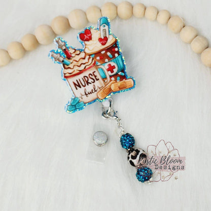 Nurse Fuel Glitter Badge Reel Personalized Badge Reel Custom Work ID Nurse Id Nurse Gift Name Badge Nurse appreciation gift