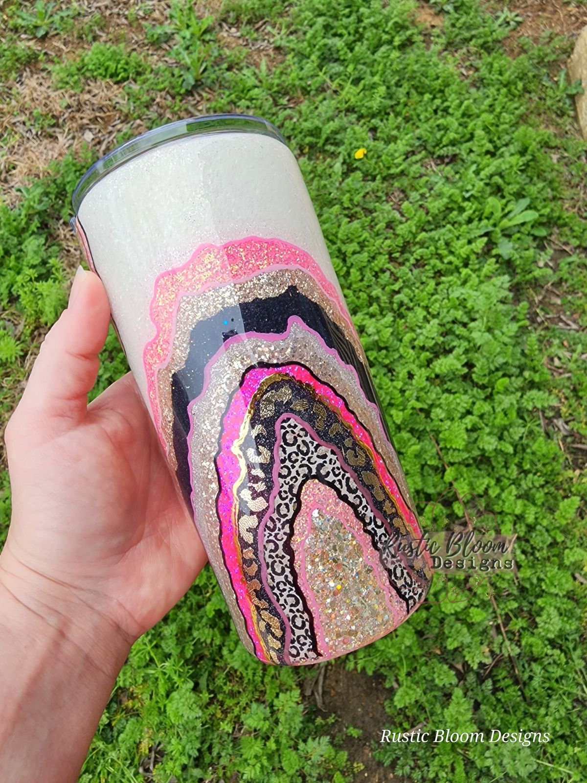 Geode Glitter Tumbler Pink Geode Tumbler  Leopard Geode Cheetah Print Tumbler Custom Tumbler Personalized Epoxy Tumbler Sparkle Mug To Go