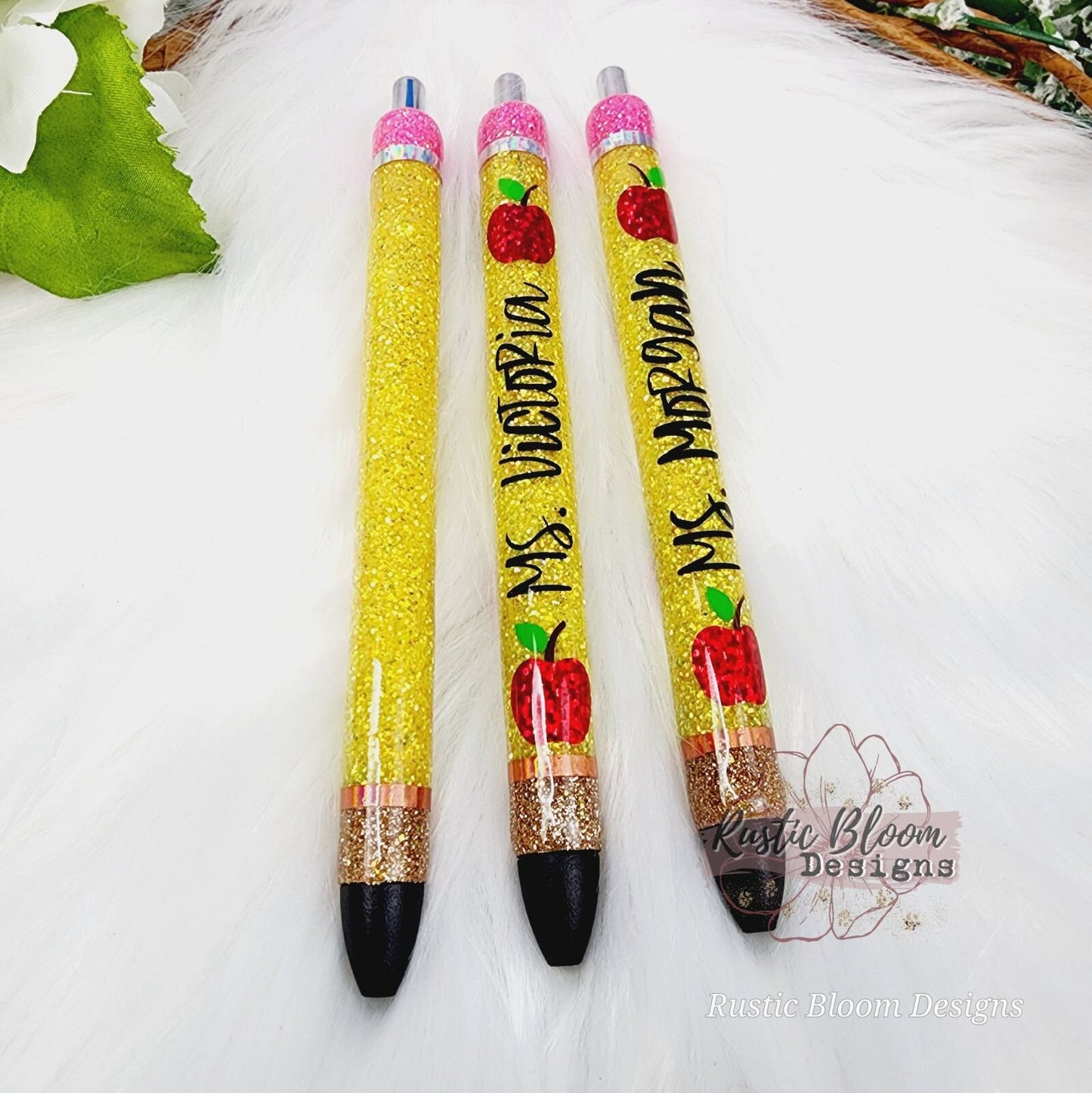 Personalized Pencil Glitter Gel Pen, Epoxy flower Nurse Gift Pen, Teacher Pen Gift Custom Gift for her, Planner accessories