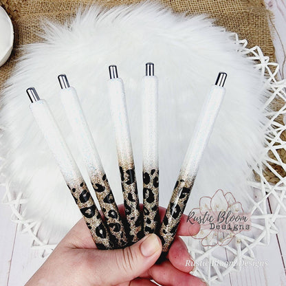 Personalized Glitter Pens Ombre  Leopard Pen Epoxy Cheetah pens Nurse Gift Writing Pen Teacher Gifts Ideas Gel Pens Custom gold pens glitter