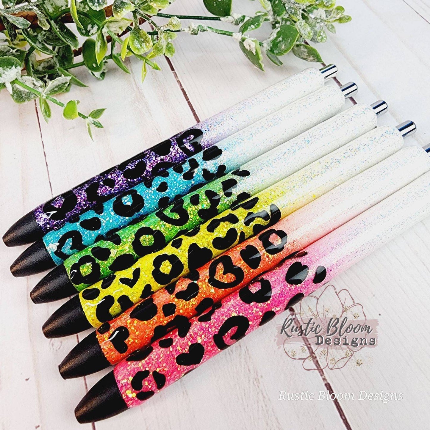 Personalized Glitter Pens Ombre  Leopard Pen Epoxy Cheetah pens Nurse Gift Writing Pen Teacher Gifts Ideas Gel Pens Custom gold pens glitter